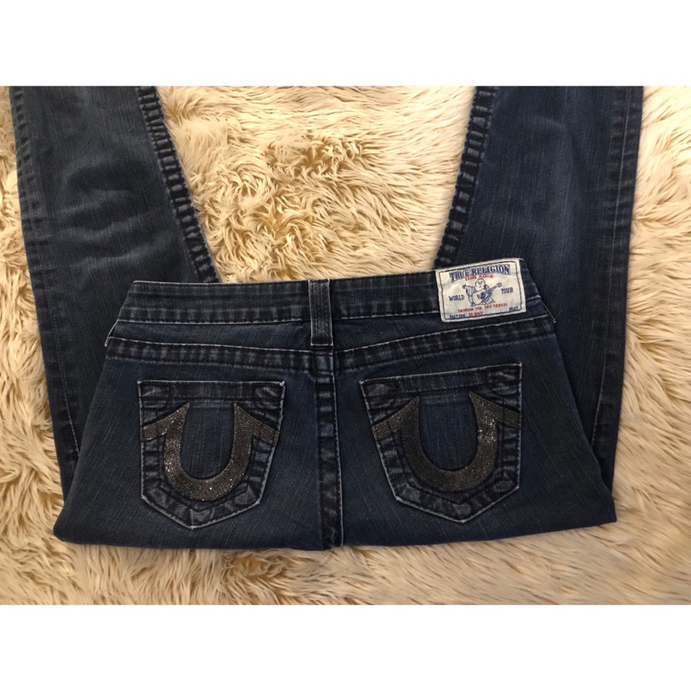 True Religion Dark Skinny Jean Studded Rhinestone Pockets